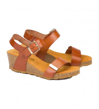 Yokono Cdiz 133 camel leather sandals -height cua: 5.5cm