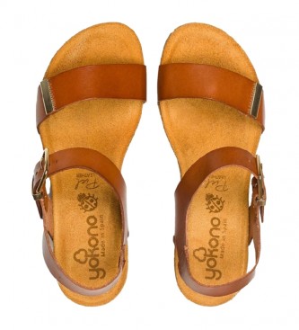 Yokono Cdiz 133 camel leather sandals -height cua: 5.5cm