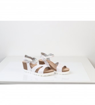 Yokono Leather sandals Mavile 007 white - Height 5cm wedge 