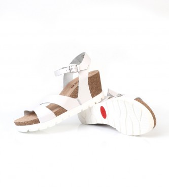 Yokono Leather sandals Mavile 007 white - Height 5cm wedge 