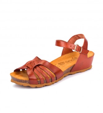 Yokono Mnaco 185 sandlias de couro castanho-avermelhado 