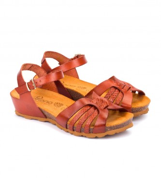 Yokono Mnaco 185 sandlias de couro castanho-avermelhado 