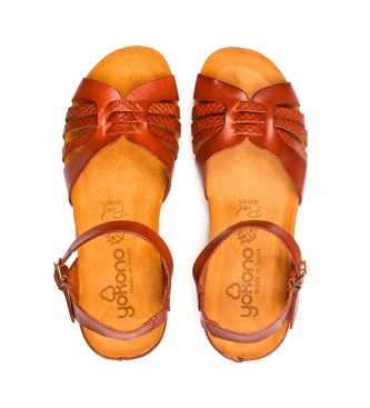 Yokono Monaco 185 sandales en cuir brun rougetre 
