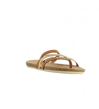 Yokono Oasis brown, gold leather sandals