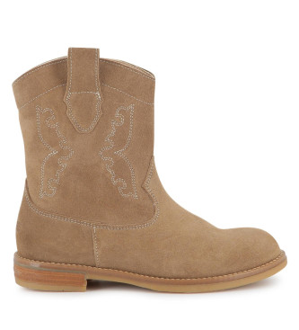 Zadig & Voltaire Brązowe skórzane kowbojki do kostki