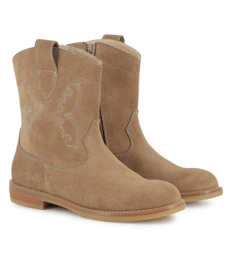 Zadig & Voltaire Brązowe skórzane kowbojki do kostki