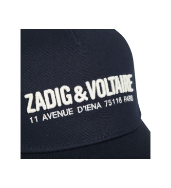 Zadig & Voltaire Granatowa czapka z bawełnianego diagonalu