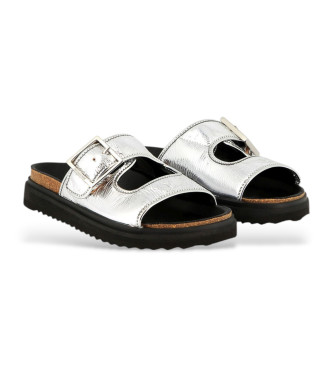 Zadig & Voltaire Sandalias de piel con tiras plateado