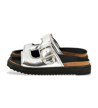 Zadig & Voltaire Sandalias de piel con tiras plateado