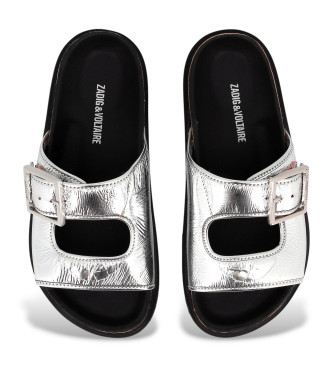 Zadig & Voltaire Silver leather sandals with straps