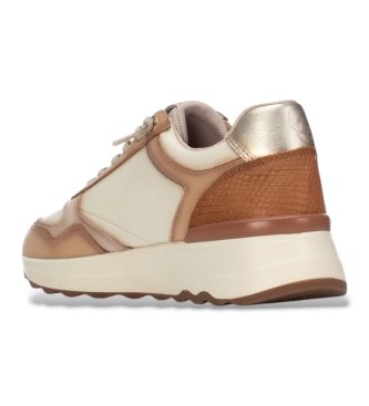 Carmela Beige Leather Sneakers 164221