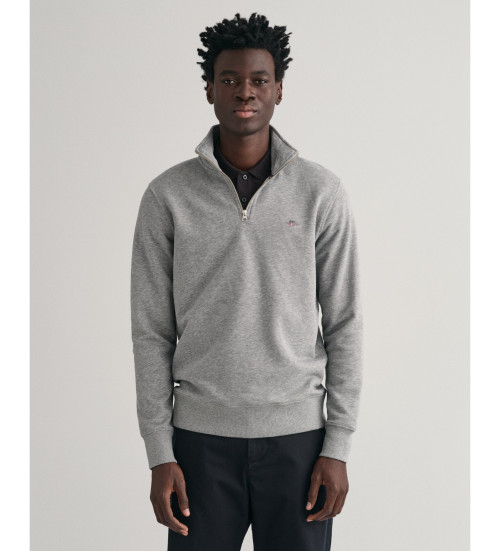 Gant Shield grå sweatshirt med halv lynlås
