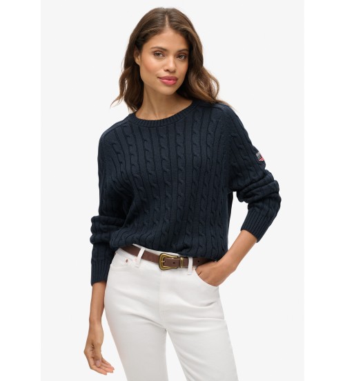 Buy Superdry Slouchy Cable navy jumper