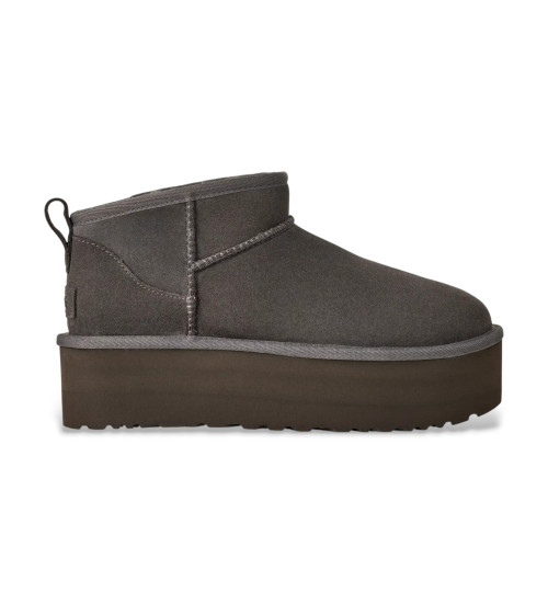 Comprare UGG Stivaletti con plateau in pelle grigio scuro Classic Ultra Mini