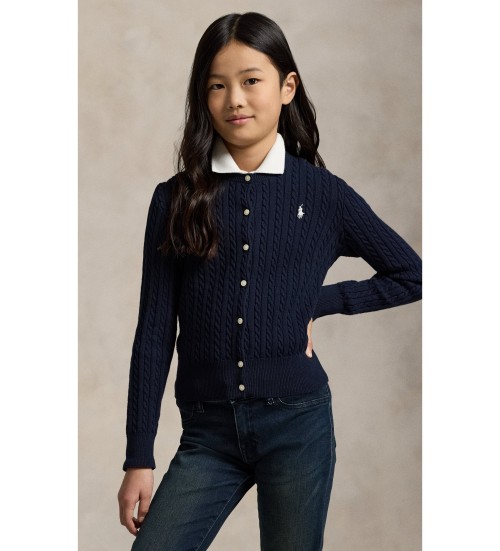 Comprar Polo Ralph Lauren Casaco de malha de algodão em ponto de oitos, cor azul-marinho
