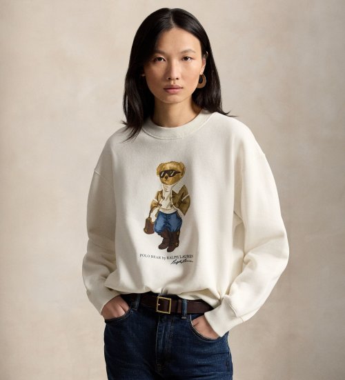 Comprare Polo Ralph Lauren Felpa con Polo Bear bianco crema