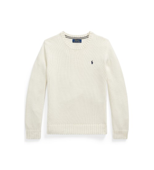 Kaufen Polo Ralph Lauren Baumwollpullover mit weißem Rundhalsausschnitt