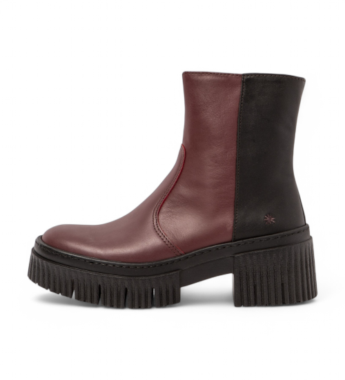 ART Botines De Piel 1374 York Burdeos, Negro