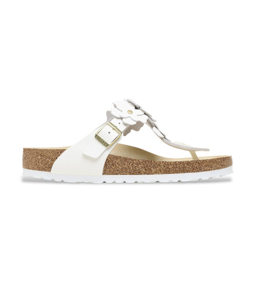 Birkenstock Sandalias De Piel Gizeh Flower Embellishment Blanco
