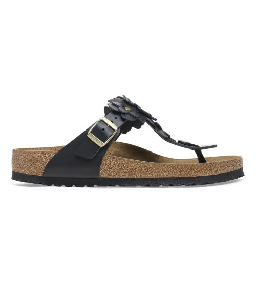 Birkenstock Sandalias De Piel Gizeh Flowers (ajuste Estrecho) Negro