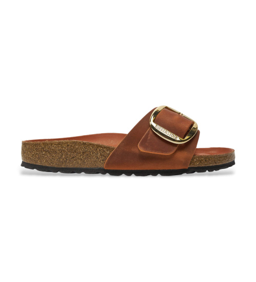 Birkenstock Sandalias De Piel Madrid Big Buckle Oiled Marrón Naranja