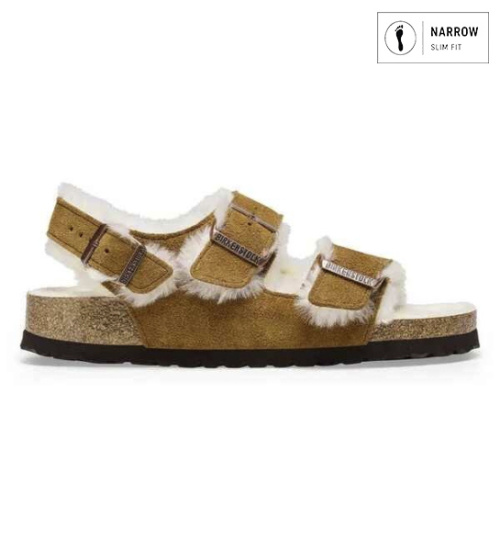Birkenstock Sandalias Milano Shearling Ante Marrón