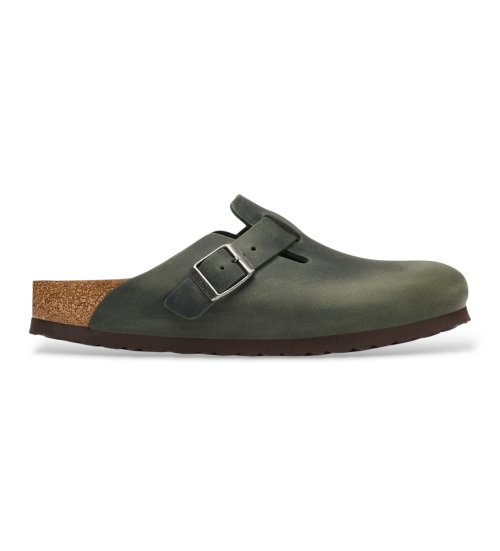 Buy Birkenstock Boston Oiled Leather Clogs (Regular Fit) green