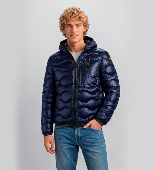Blauer Quiltet Wave-jakke marineblå