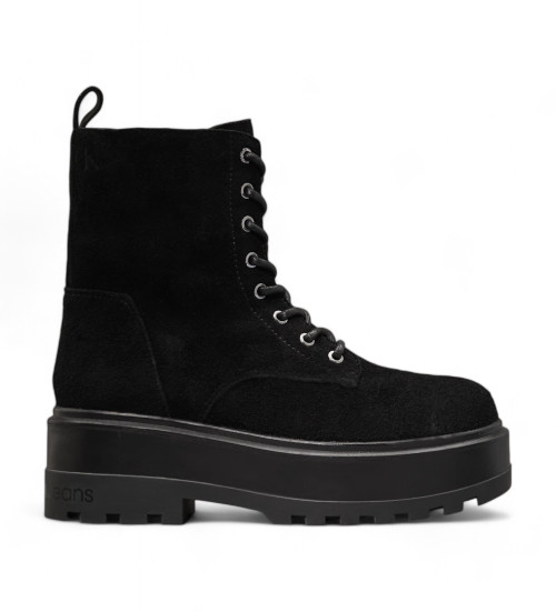 Calvin Klein Jeans Botines De Piel Estilo Militar Negro