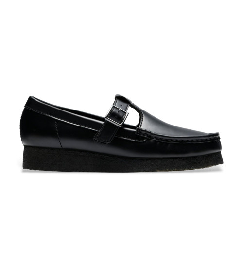 Clarks Zapatos De Piel Wallabee T Bar Negro