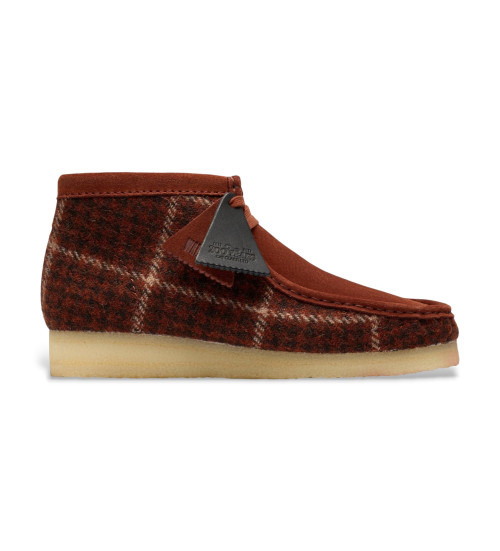 Clarks Zapatos Wallabee Boot Granate Harris Tweed Red