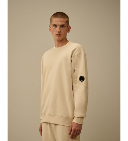 Comprare C.P. Company Felpa beige con motivo diagonale rialzato