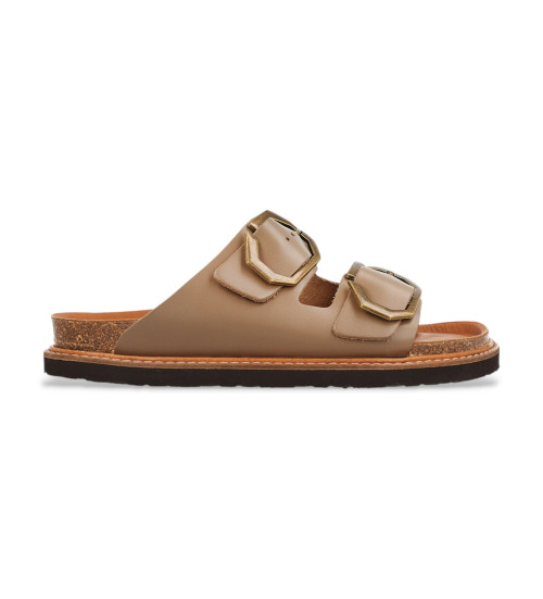 Genuins Sandalias De Piel Galia Taupe