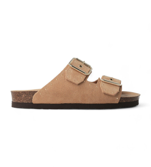 Genuins Sandalias De Piel Honolulu Lead Velour Marrón