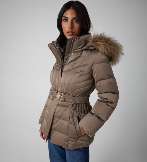 Comprar Guess Chaqueta corta Marina con plumón marrón