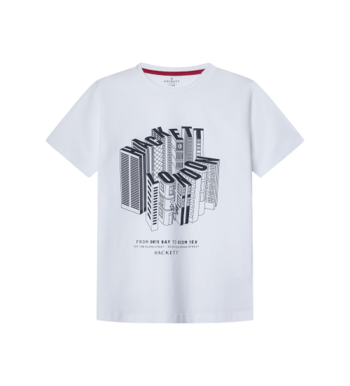 Comprare Hackett London Maglietta bianca con il grattacielo