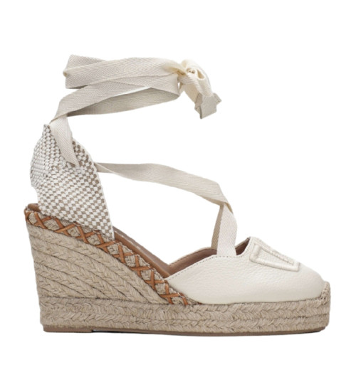Hispanitas Alpargatas De Piel Sofia 7 Blanco -Altura Tac�n 7CM-
