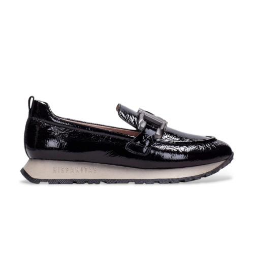 Hispanitas Mocasines De Piel Kansas Rock Negro