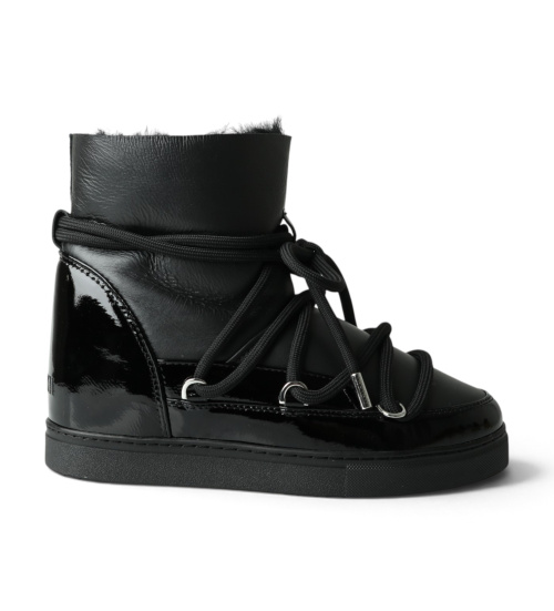 Inuikii Botas De Piel Gloss Wedge Negro