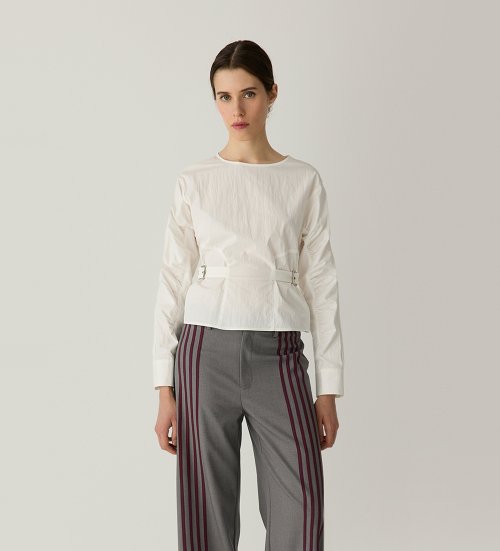 LAAGAM Blusa Jaxe de manga longa branco quebrado