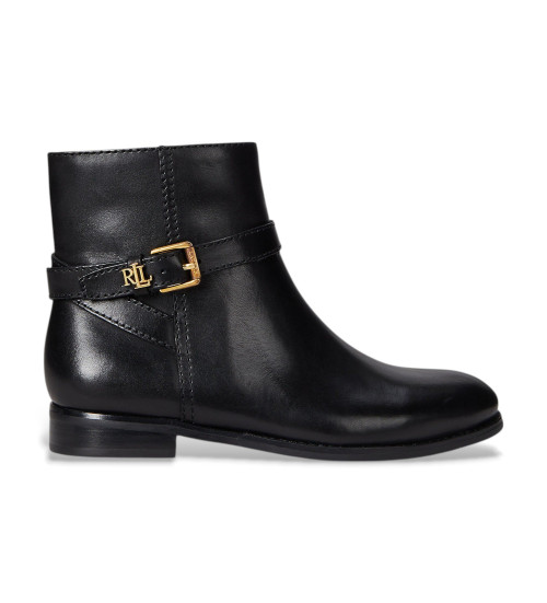 Lauren Ralph Lauren Botines De Piel Bruñida Brooke Ii Negro