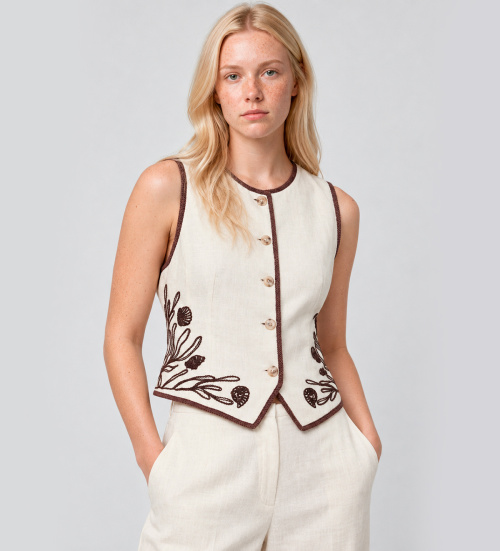 Marella Chaleco de lino Mllaerovia beige