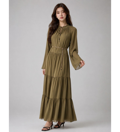 Acheter Michael Kors Robe maxi avec col noué smocké vert