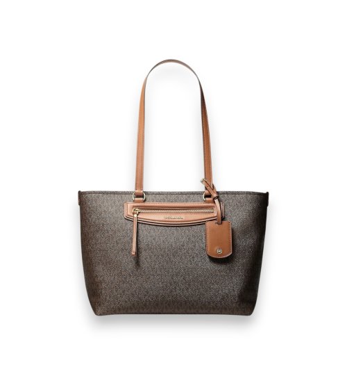 Michael Kors Jet Set Travel tygväska medium med brun logotyp