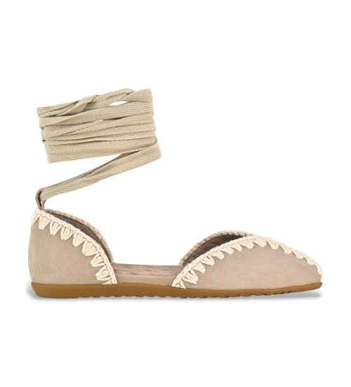 MOU Bailarinas De Piel Con Lazo Beige