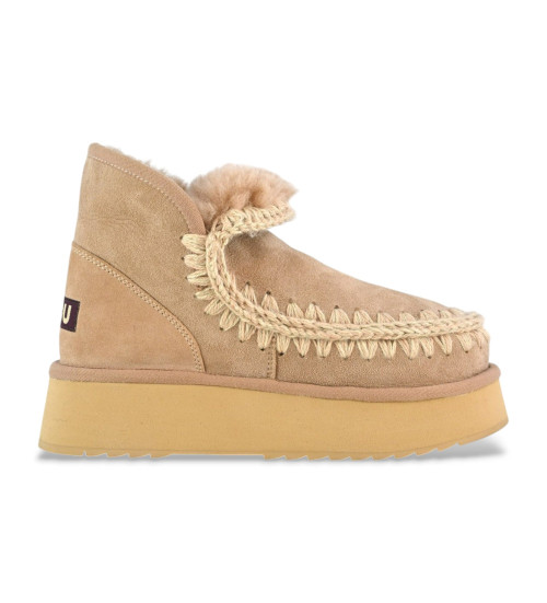 MOU Botines De Piel Mini Eskimo Platform Marrón