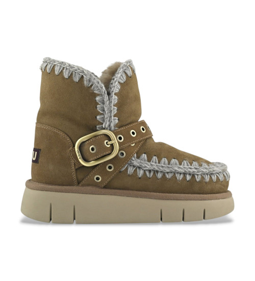 MOU Botines De Piel Strap Marrón