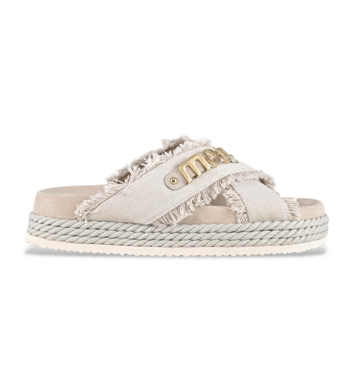 MOU Sandalias De Ante Criss-Cross Recycled Canvas Blanco Roto
