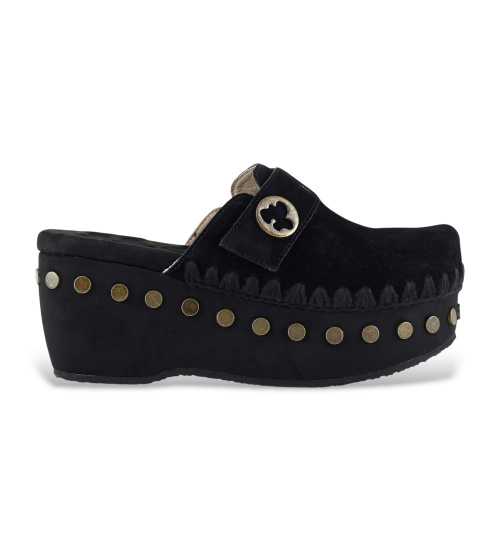 MOU Zuecos De Ante Clog Plain Negro