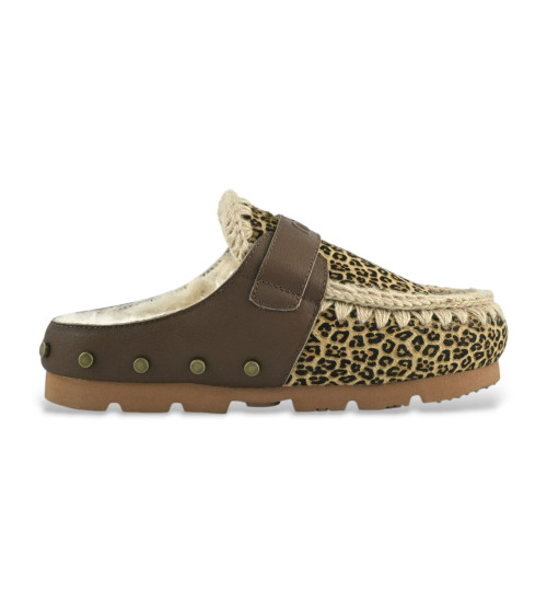 MOU Zuecos De Piel Ponyskin Animalprint